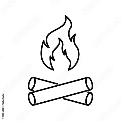 bonfire camp icon vector with flame design line style
