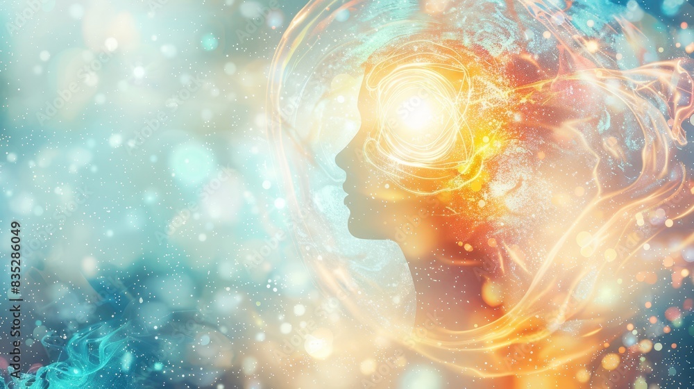 Silhouette of a person with a cosmic explosion emanating from their head. Ideal for concepts of imagination, creativity, and the power of the mind. Silhouette of a person with a cosmic explosion emanating from their head. Ideal for concepts of imagination, creativity, and the power of the mind.