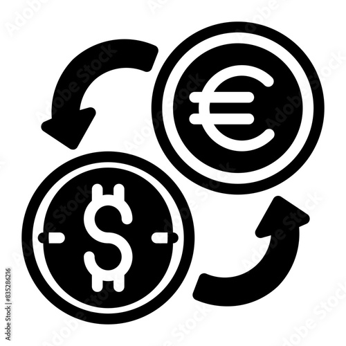 converting dollars to euros glyph icon style