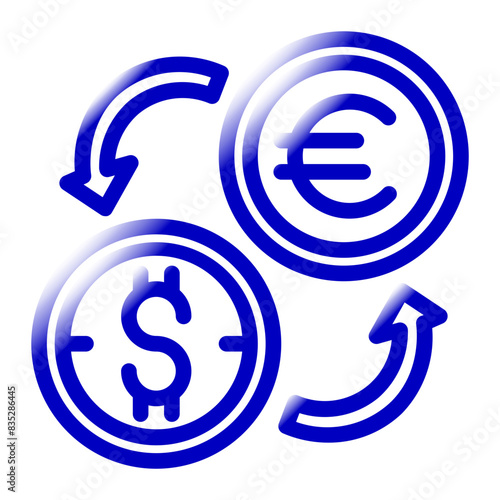 converting dollars to euros blue gradient color icon