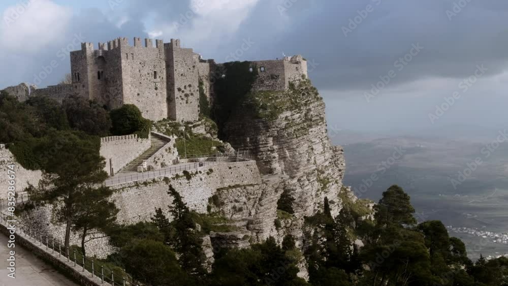 Stone castle on a green mountain in Sicily, Italy. Stone castle on a green mountain in Sicily, Italy.