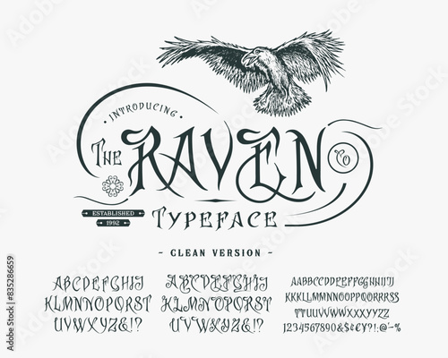Font The Raven. Vintage typeface design.