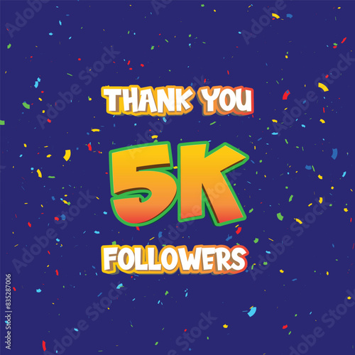 Thank you followers peoples, 5k online social group, happy banner celebrate, Vector illustration