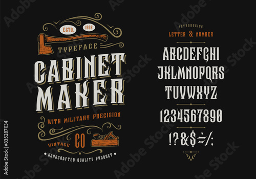 Font Cabinet Maker. Vintage typeface design