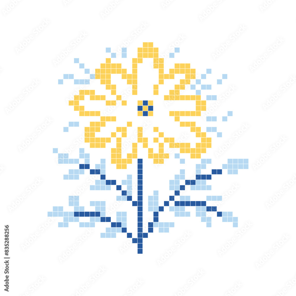 Floral folk art scheme for cross-stitch and knitting. Element embroidery Floral folk art scheme for cross-stitch and knitting. Element embroidery
