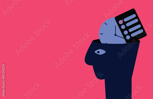 illustrative concepts of time management, clocks and to do lists emerged from my head