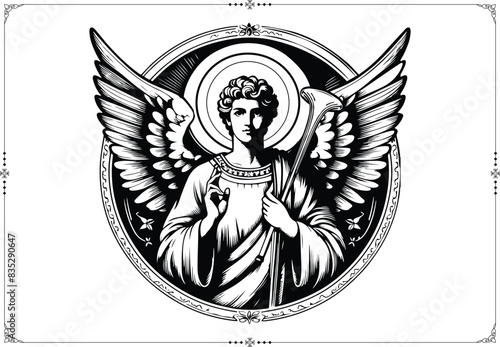 Saint Gabriel Archange - Engraving Style - Vector
