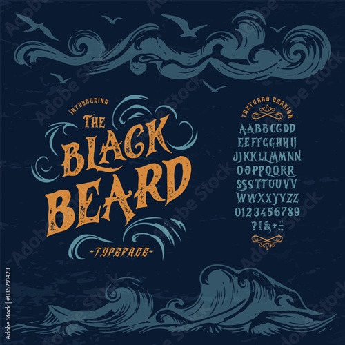 Font Blackbeard. Vintage typeface design