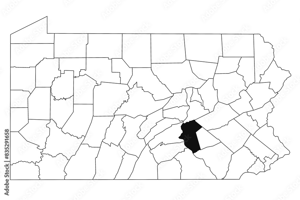 Map of dauphin County in Pennsylvania state on white background. single