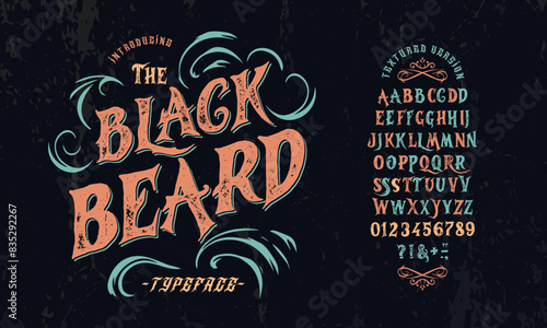 Font Blackbeard. Vintage typeface design