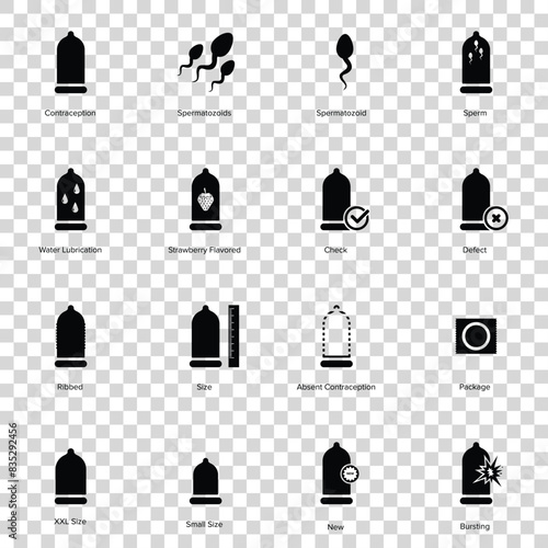 Condom icon set. Safe sex icon vector illustration.