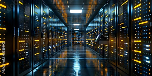 The Significance of a Data Server Room Analysts Compiling Databases for Potential Bounties as Intermediaries. Concept Data Server Room, Database Compilation, Potential Bounties, Intermediaries photo