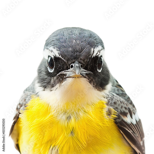 yellow backed shrike on white photo