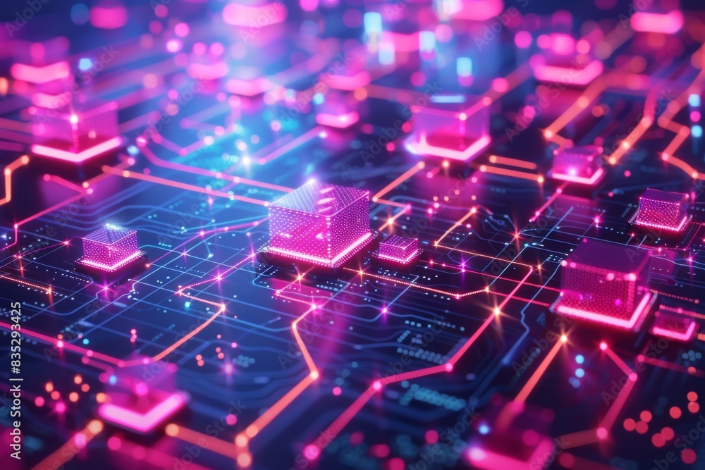 Obraz premium Cyber Security Data Transfer illustration created with Generative AI