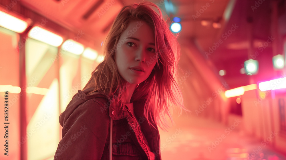 A teenager in a cyberpunk landscape A teenager in a cyberpunk landscape