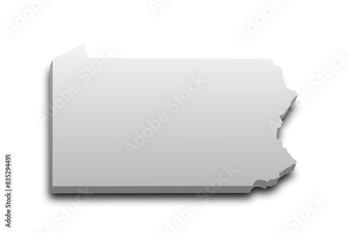 3d Map of Pennsylvania state with color. United State of America, US, United State.