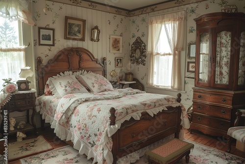 Indulge in the timeless beauty of a classic American bedroom, adorned with traditional furniture pieces, elegant detailing, and a touch of nostalgia