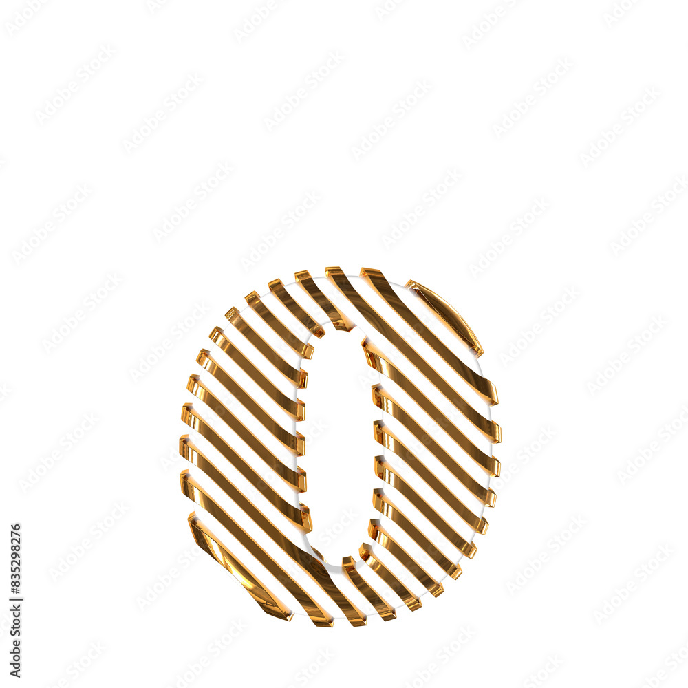 White symbol with gold diagonal ultra thin straps. letter o White symbol with gold diagonal ultra thin straps. letter o