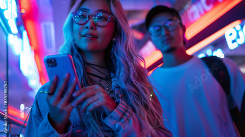 A young woman looking at her smartphone