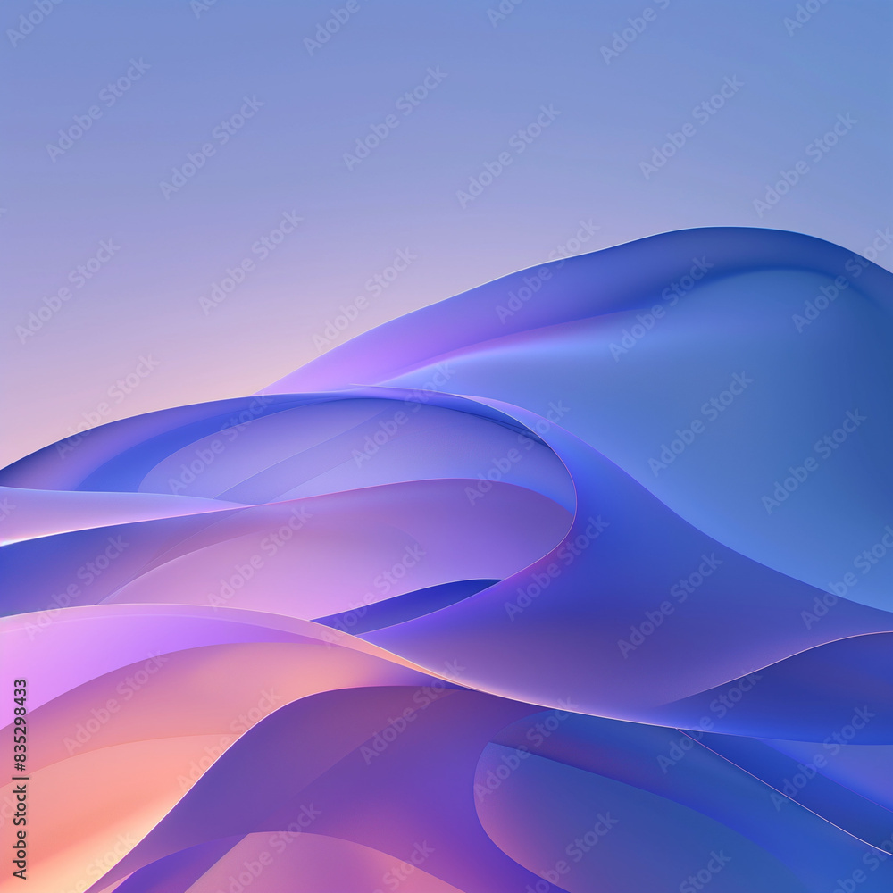 Obraz premium abstract blue wave background, Abstract blue and purple gradient background with curved shapes, dark skyblue and light amber, smooth curves, wallpaper, wave, design, curve, vector, pattern, light, art