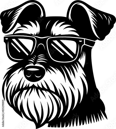 Cool Schnauzer Dog with Sunglasses