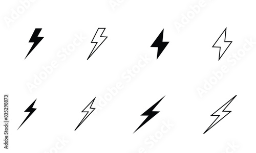 thunder bolt flash icon, flash lightning bolt icon - Electric power icon symbol - Power energy icon sign in filled, thin, outline and stroke style for apps and website