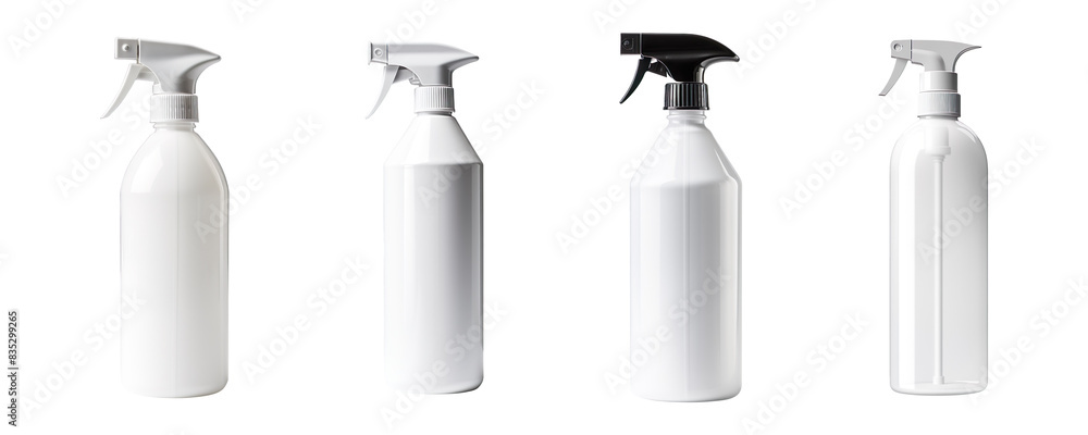 Collection set of Blank plastic spray bottles isolated on transparent background Collection set of Blank plastic spray bottles isolated on transparent background