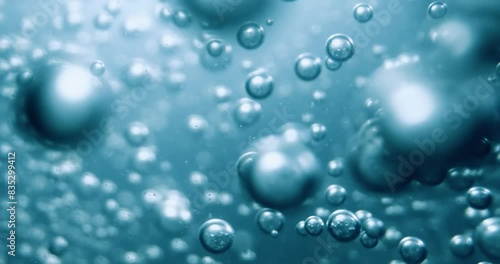 Wallpaper Mural Many water bubbles in blue water close up, abstract water wave with bubbles in slow motion. Torontodigital.ca