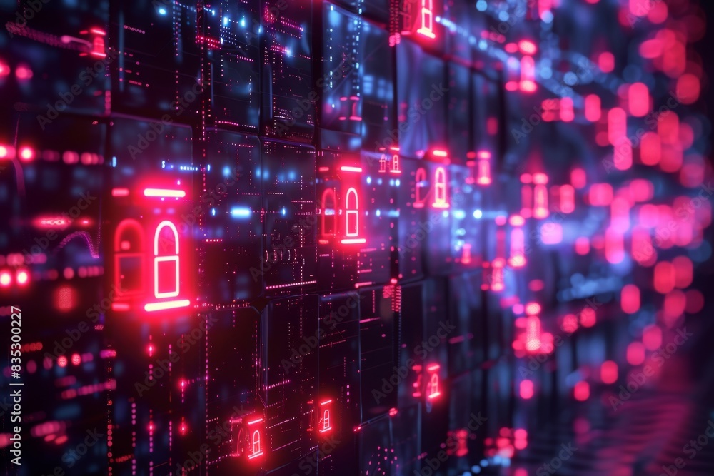 Fototapeta premium Cyber Security Data Transfer illustration created with Generative AI