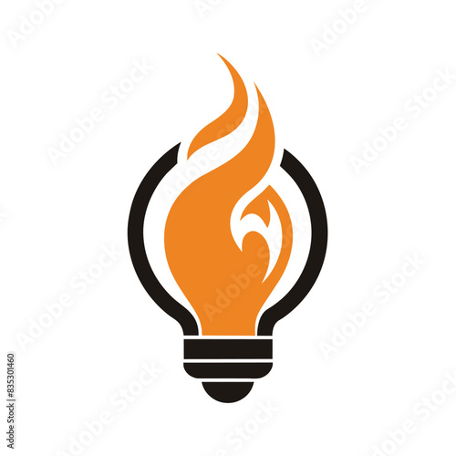 Fire flame lamp light bulb hot spirit think idea thoughts power logo design vector illustration