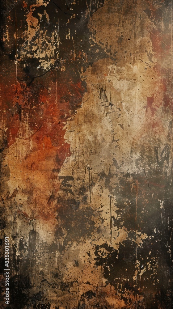 the depths of a textured abstract grunge background with a mix of earthy browns and subtle grays.