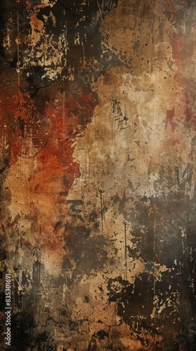 the depths of a textured abstract grunge background with a mix of earthy browns and subtle grays.