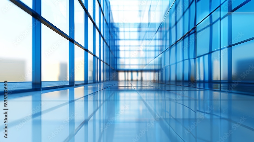 Abstract 3D rendering of a business center, highlighting a blurred glass facade with blue-tinted windows, futuristic design, isolated on white background, copy space Abstract 3D rendering of a business center, highlighting a blurred glass facade with blue-tinted windows, futuristic design, isolated on white background, copy space