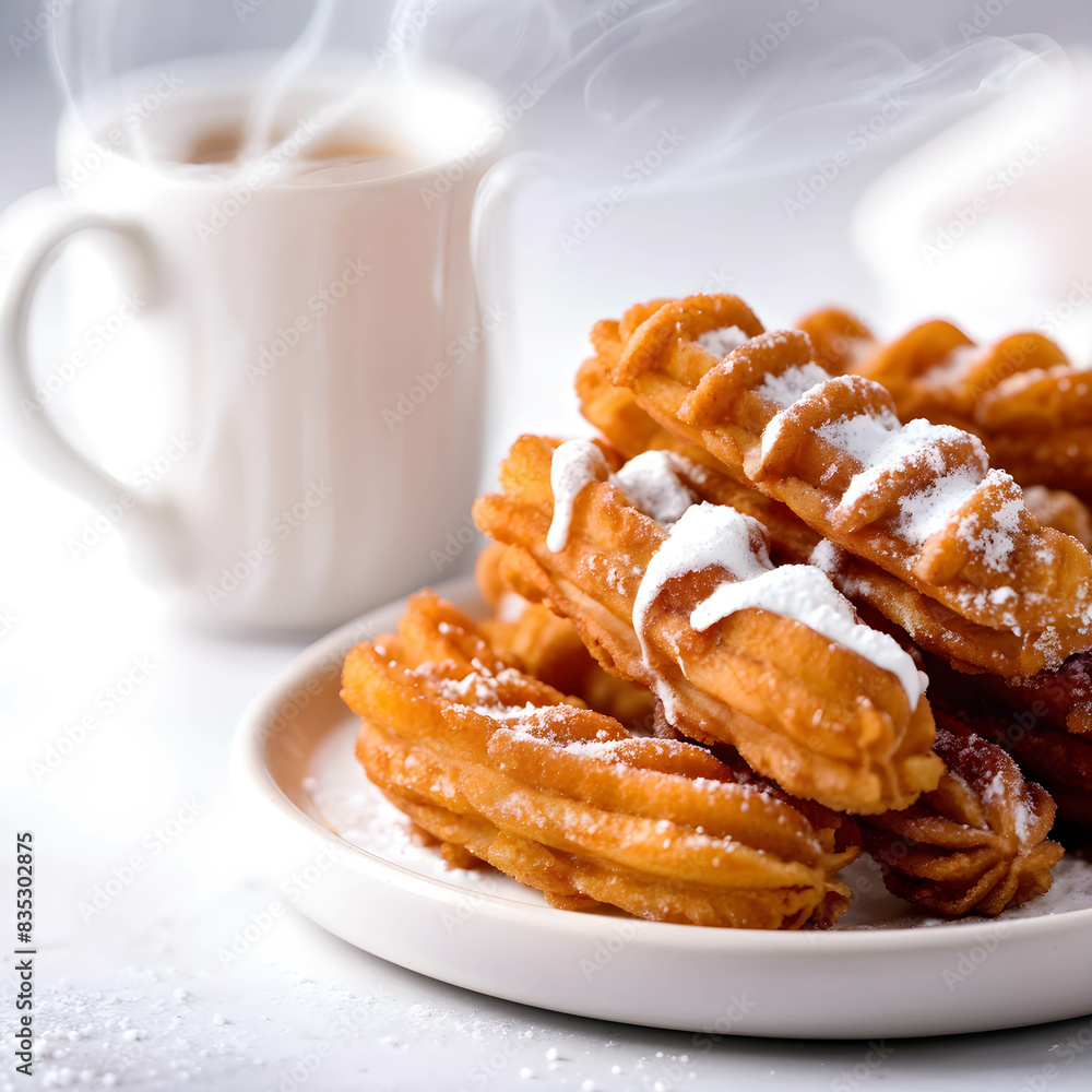 Churros draped in sugary cinnamon coating Churros draped in sugary cinnamon coating