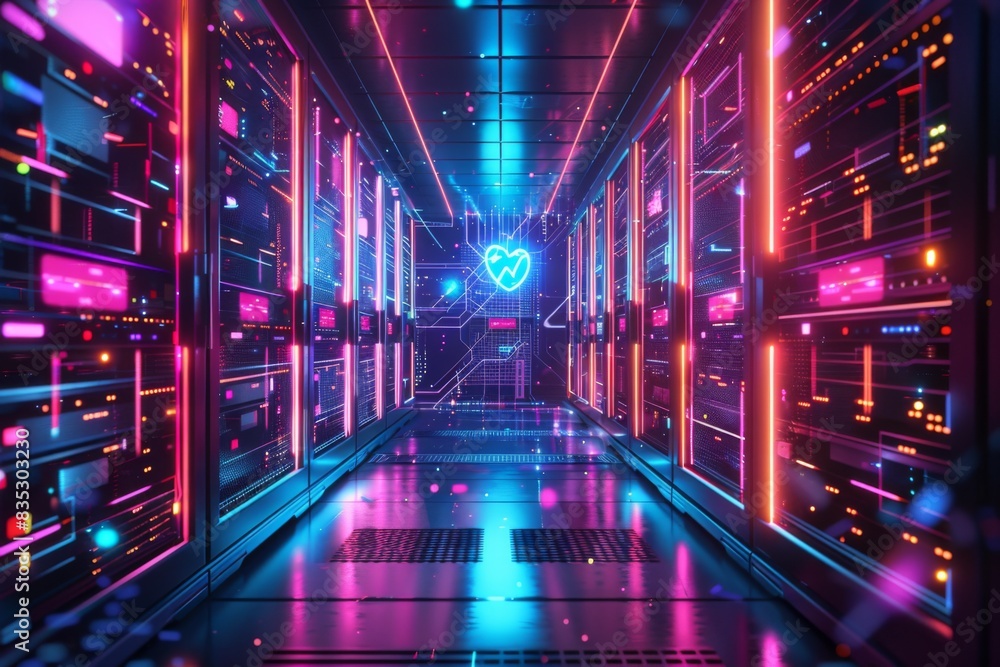 Cyber Security Data Transfer illustration created with Generative AI Cyber Security Data Transfer illustration created with Generative AI