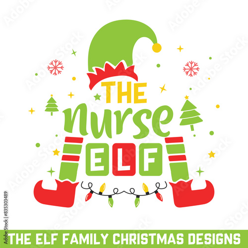 The nurse elf merry Christmas designs, Merry Christmas family life svg designs