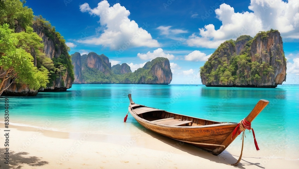 boat on the beach with nature look. boat on the beach with nature look.
