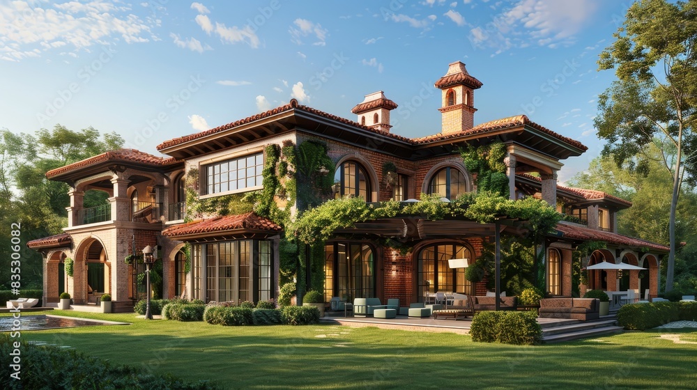  inspired villa boasts a sprawling garden, private beach access, an outdoor.