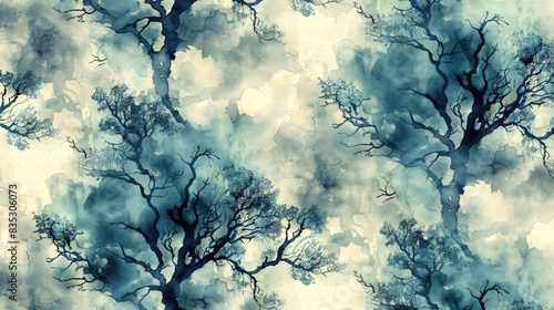 Tree Pattern with Watercolor Effect photo