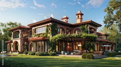  inspired villa boasts a sprawling garden, private beach access, an outdoor. © Media Srock
