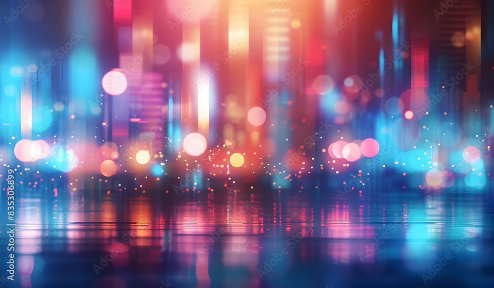 Fototapeta premium A big city at night in blurred lights