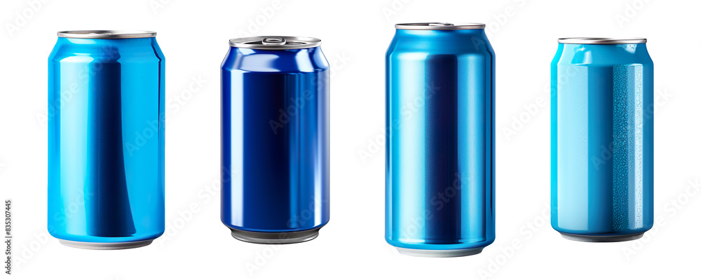 Collection set of blue soda can isolated on transparent background Collection set of blue soda can isolated on transparent background