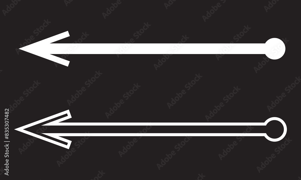 Straight line with point on start and arrow on finish. Symbol of direction, aim, target, path, easy challenge, fast way, ideal plan. isolated on black background. Vector illustration . EPS 10/AI Straight line with point on start and arrow on finish. Symbol of direction, aim, target, path, easy challenge, fast way, ideal plan. isolated on black background. Vector illustration . EPS 10/AI