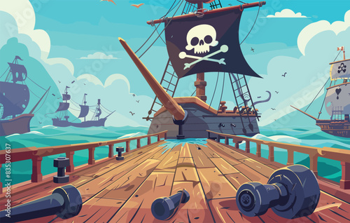 pirate ship in the ocean