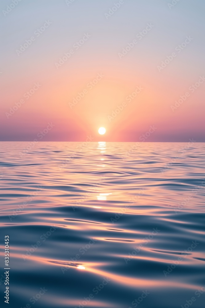 Fototapeta premium As the sun sets over the water, nature's beauty unfolds in a colorful canvas of orange, red, and gold.