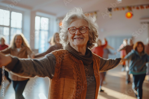 Dance class for elderly people photo