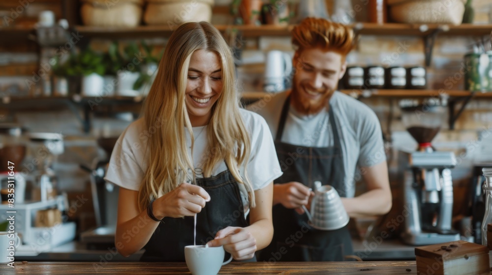 Baristas Preparing Coffee Drinks