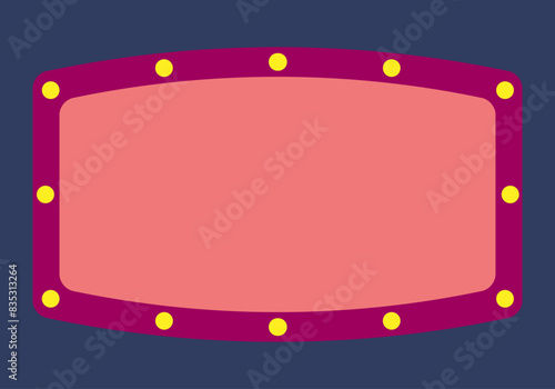 Cartel vacío morado y rosa con puntos amarillos.