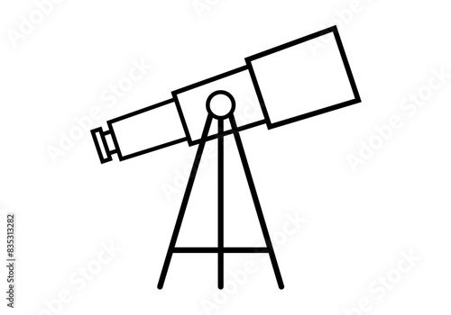Icono negro de telescopio en fondo blanco.