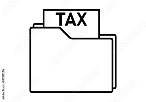 Icono negro de carpeta con documento de impuestos